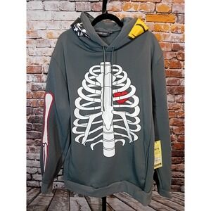 Members Only Gray Hoodie 2XL Skeleton Heart Graphic Embroidered Y2K Syle